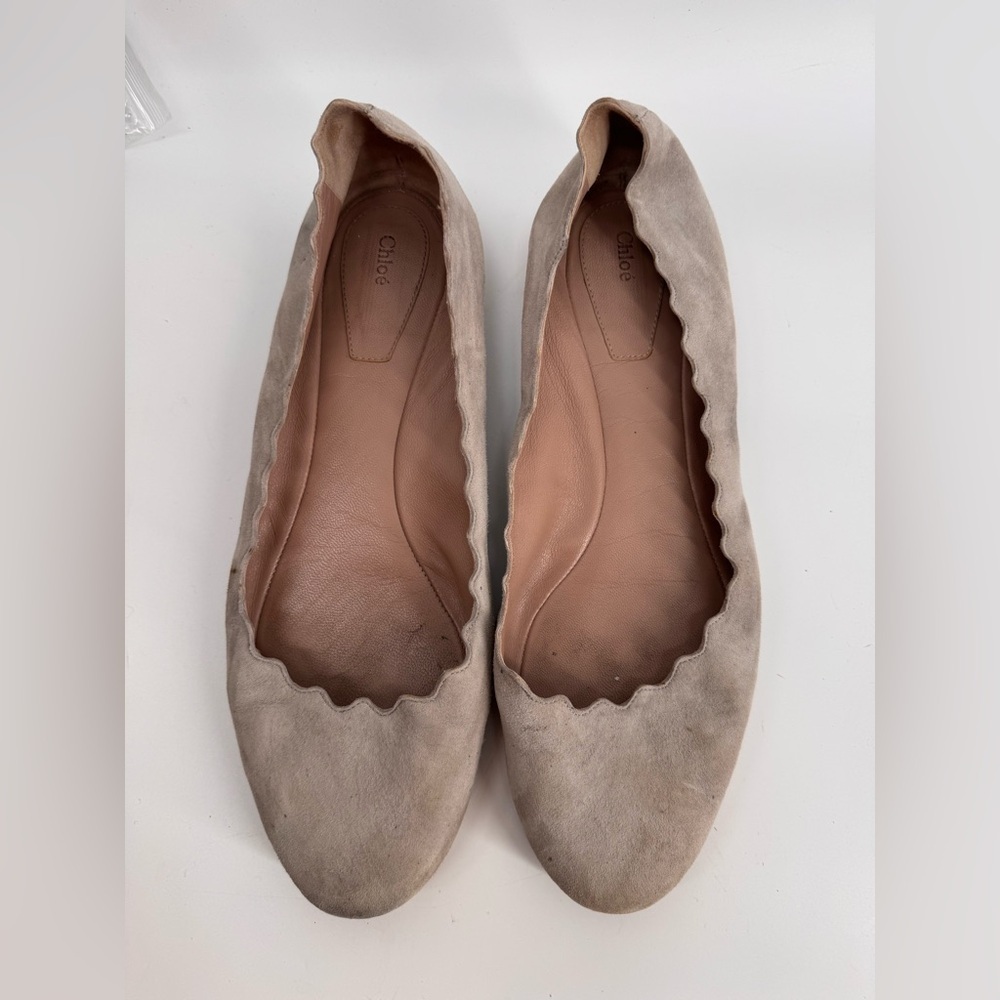 Chloe Tan Beige Suede Flats 9.5